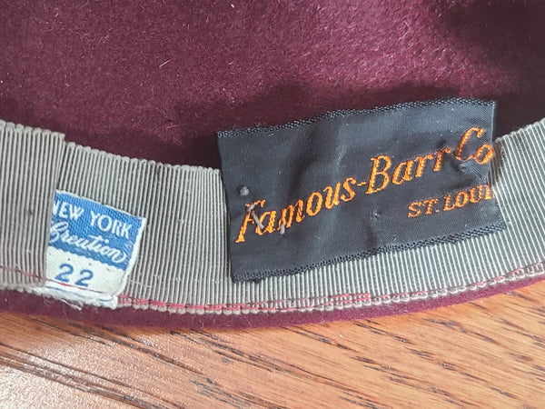 Burgundy Felt Flower Hat