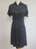 German Black Polka Dot Artificial Silk Dress <br> (B-41" W-32" H-41")