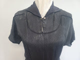 German Black Polka Dot Artificial Silk Dress <br> (B-41" W-32" H-41")