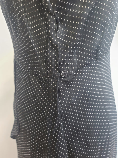 German Black Polka Dot Artificial Silk Dress <br> (B-41" W-32" H-41")