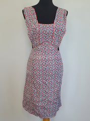 German Red and Blue Flower Print Apron