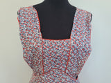 German Red and Blue Flower Print Apron