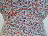 German Red and Blue Flower Print Apron