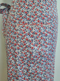German Red and Blue Flower Print Apron