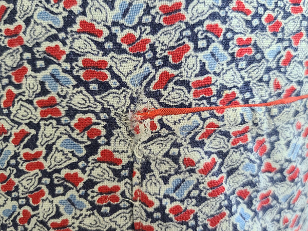 German Red and Blue Flower Print Apron