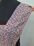 German Red and Blue Flower Print Apron