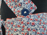 German Red and Blue Flower Print Apron