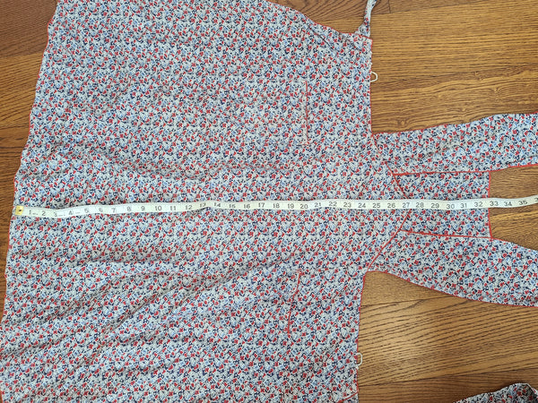 German Red and Blue Flower Print Apron