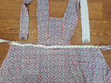 German Red and Blue Flower Print Apron