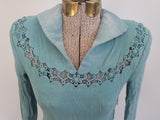 German Rayon Teal Dress <br> (B-31.5" W-25" H-38")