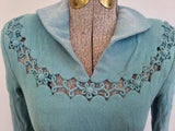 German Rayon Teal Dress <br> (B-31.5" W-25" H-38")