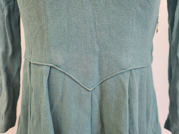 German Rayon Teal Dress <br> (B-31.5" W-25" H-38")