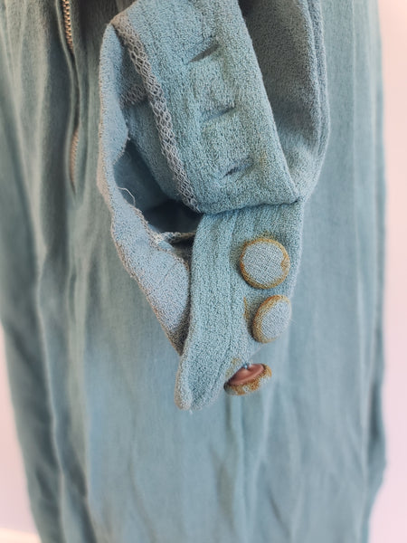 German Rayon Teal Dress <br> (B-31.5" W-25" H-38")