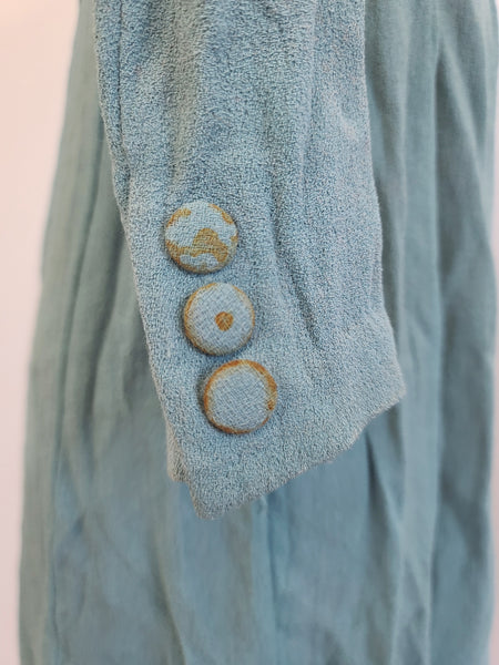 German Rayon Teal Dress <br> (B-31.5" W-25" H-38")