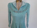 German Rayon Teal Dress <br> (B-31.5" W-25" H-38")