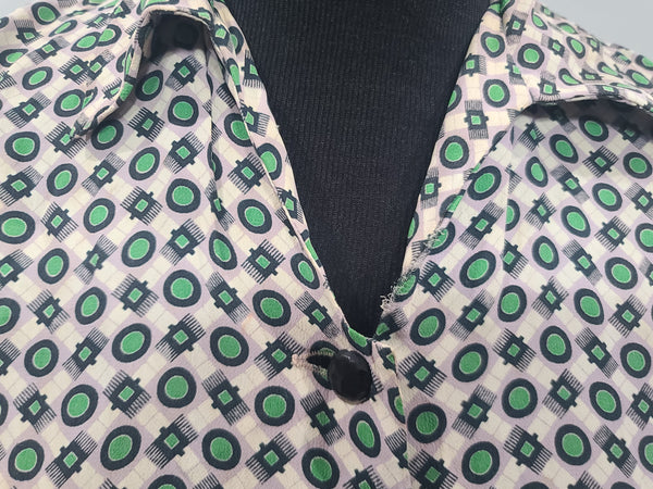 Green Print Dress (as-is) <br> (B-33" W-27" H-37")