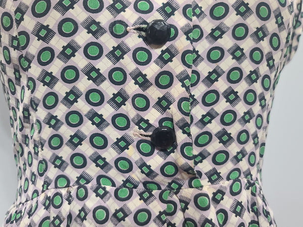Green Print Dress (as-is) <br> (B-33" W-27" H-37")