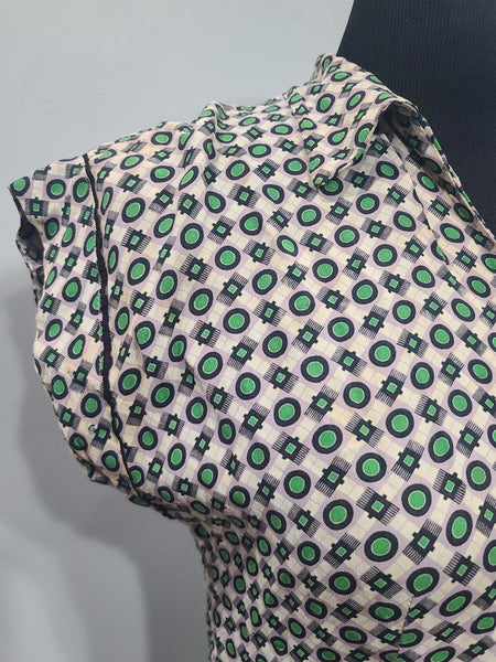 Green Print Dress (as-is) <br> (B-33" W-27" H-37")
