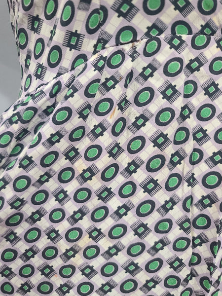 Green Print Dress (as-is) <br> (B-33" W-27" H-37")
