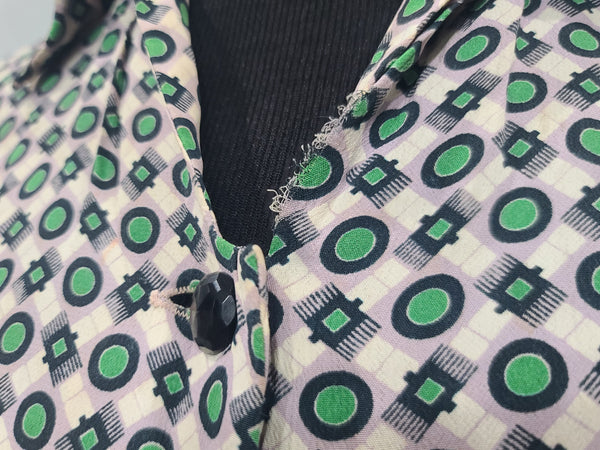 Green Print Dress (as-is) <br> (B-33" W-27" H-37")