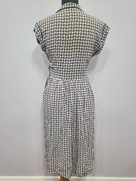 Green Print Dress (as-is) <br> (B-33" W-27" H-37")