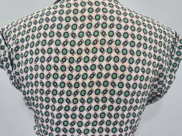 Green Print Dress (as-is) <br> (B-33" W-27" H-37")