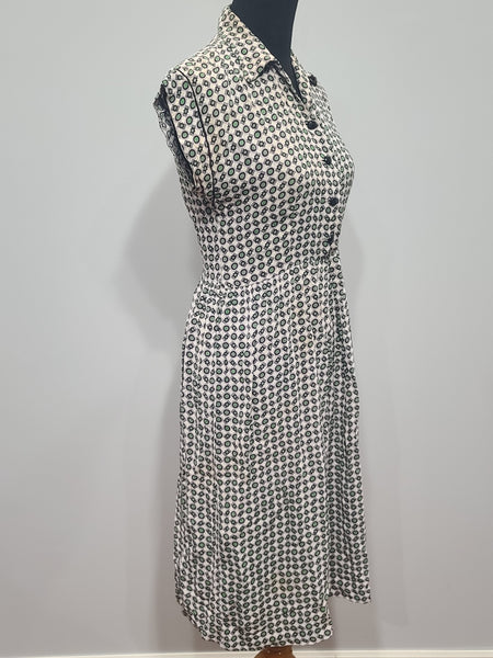 Green Print Dress (as-is) <br> (B-33" W-27" H-37")