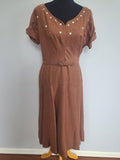 Burnt Orange / Tan Dress with Belt <br> (B-43" W-32" H-40")