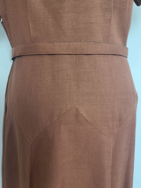 Burnt Orange / Tan Dress with Belt <br> (B-43" W-32" H-40")