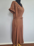 Burnt Orange / Tan Dress with Belt <br> (B-43" W-32" H-40")