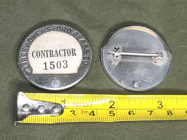 Libbey-Owens-Ford Glass Co. Contractor War Worker Badge
