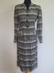 German Striped Gray Top and Skirt Set <br> (B-36" W-25" H-36")