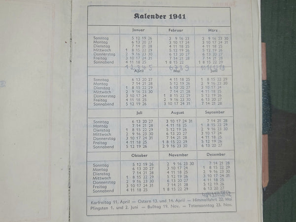 1940 Tagesmerkbuch Day Book Calendar
