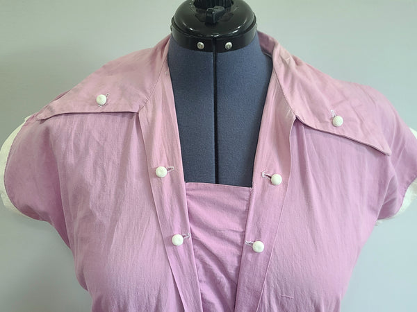 Lavender Dress with White Trim <br> (B-44" W-37.5" H-47")