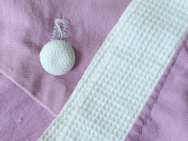 Lavender Dress with White Trim <br> (B-44" W-37.5" H-47")