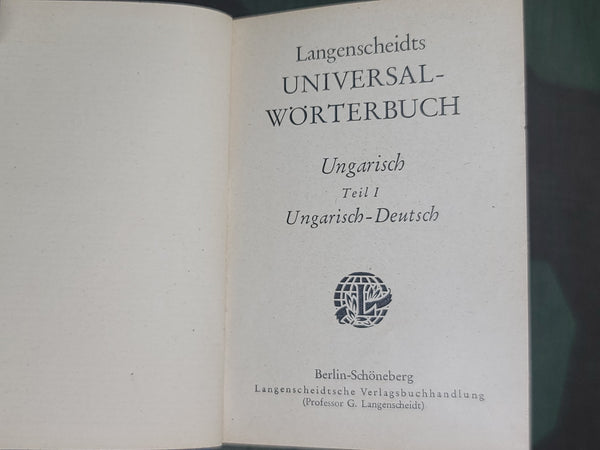 German Hungarian Dictionary 1935