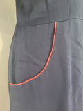 Blue Rayon Dress with Detachable Collar Piece <br> (B-41" W-32" H-39")