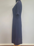 Blue Rayon Dress with Detachable Collar Piece <br> (B-41" W-32" H-39")