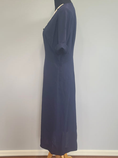 Blue Rayon Dress with Detachable Collar Piece <br> (B-41" W-32" H-39")