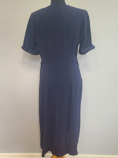 Blue Rayon Dress with Detachable Collar Piece <br> (B-41" W-32" H-39")