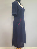 Blue Rayon Dress with Detachable Collar Piece <br> (B-41" W-32" H-39")