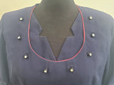 Blue Rayon Dress with Detachable Collar Piece <br> (B-41" W-32" H-39")