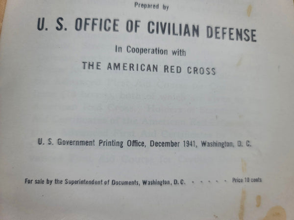First Aid Civilian Defense Book 1941