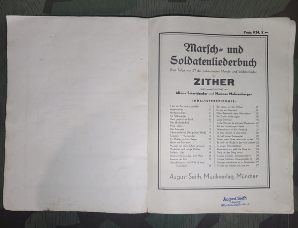 Marsch u Soldatenlieder Buch Soldier's Song Book for Zither