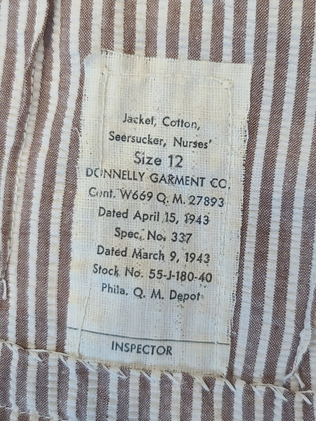 Seersucker Army Nurse Jacket <br> (B-36" W-29.5")