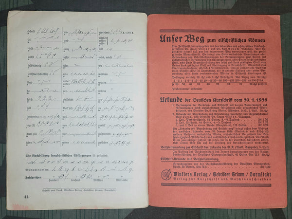 Deutsche Kurzschrift Shorthand Books 1939 & 1940