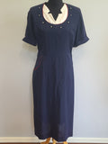 Blue Rayon Dress with Detachable Collar Piece <br> (B-41" W-32" H-39")