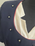 Blue Rayon Dress with Detachable Collar Piece <br> (B-41" W-32" H-39")