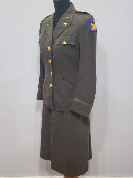 Army Nurse Jacket and Skirt with Insignia <br> (B-35" W-27" H-37")