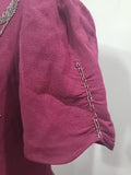 Maroon Rayon Gown with Beaded Bird Design <br> (B-37" W-30" H-38")